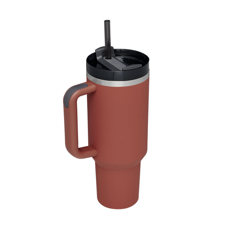 Thermobeker met handvat en rietje