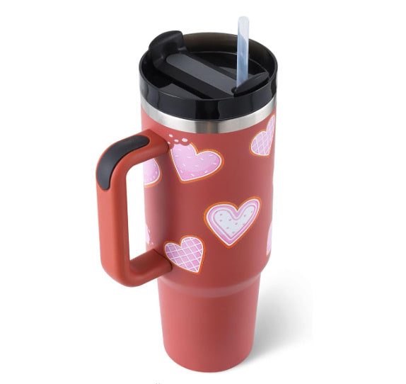 Thermobeker met handvat en rietje