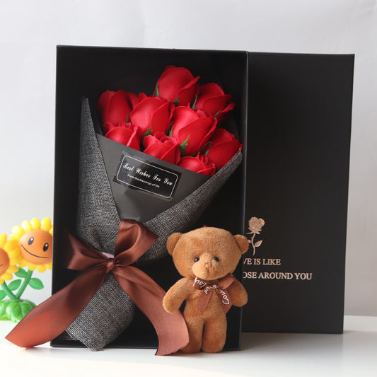 Luxe geschenkdoos met zeeprozen en knuffelbeer