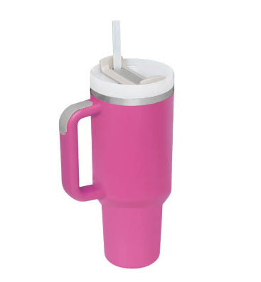 Thermobeker met handvat en rietje