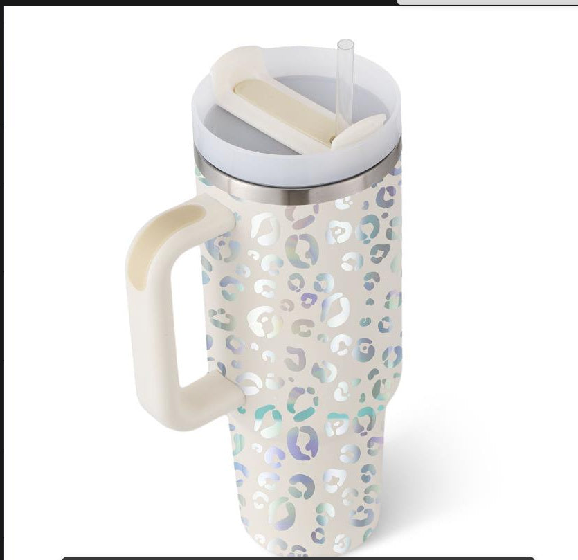 Thermobeker met handvat en rietje