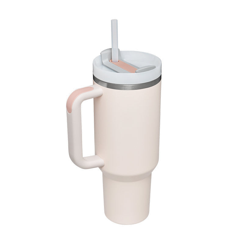 Thermobeker met handvat en rietje