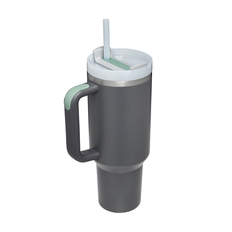 Thermobeker met handvat en rietje