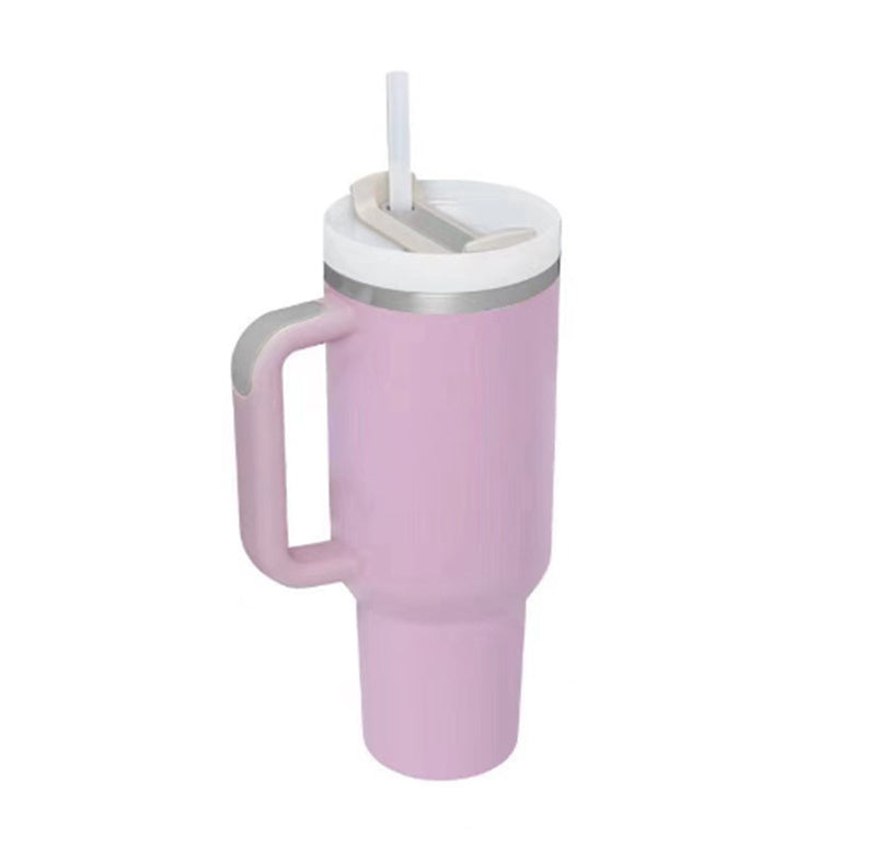 Thermobeker met handvat en rietje