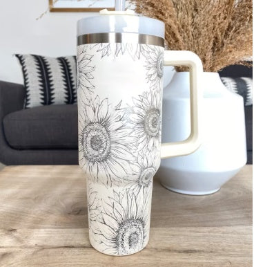 Thermobeker met handvat en rietje
