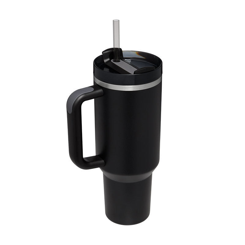 Thermobeker met handvat en rietje
