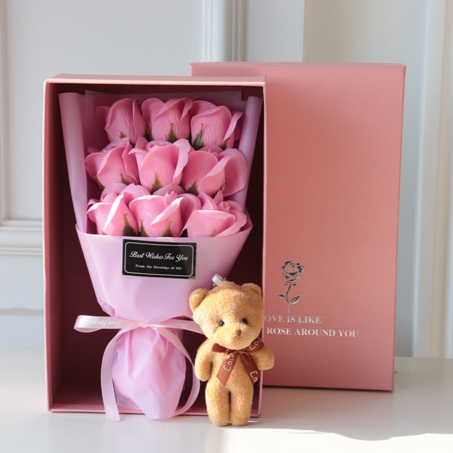 Luxe geschenkdoos met zeeprozen en knuffelbeer